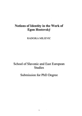 Notions of Identity in the Work of Egon Hostovsky