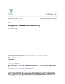 A Wet Process for the Extraction of Mercury