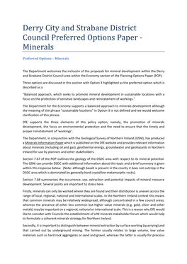 Derry City and Strabane District Council Preferred Options Paper - Minerals