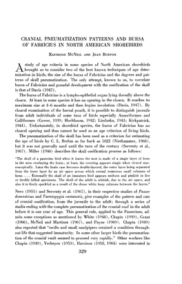 Cranial Pneumatization Patterns and Bursa of Fabricius in North American Shorebirds