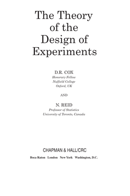 The Theory of the Design of Experiments