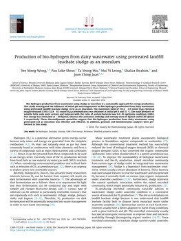 Production of Bio-Hydrogen from Dairy Wastewater Using Pretreated Landfill