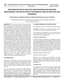 Implementation of Private Gsm Network for Disaster Management and Detection of Hazardous Gases in Sewages and Manholes