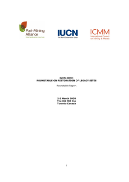 Iucn-Icmm Roundtable on Restoration of Legacy Sites