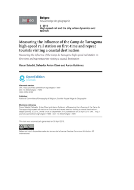 Measuring the Influence of the Camp De Tarragona High-Speed Rail