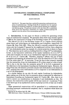 Generating Combinatorial Complexes of Polyhedral Type