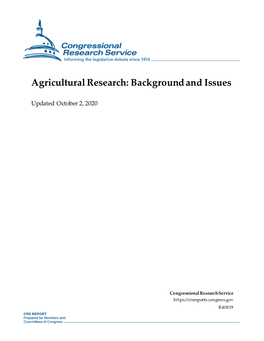 Agricultural Research: Background and Issues