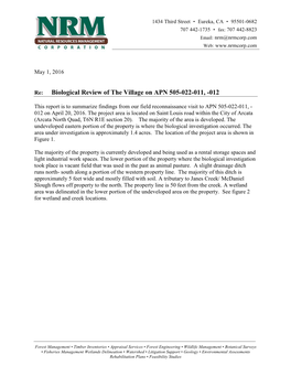 Biological Review of the Village on APN 505-022-011, -012