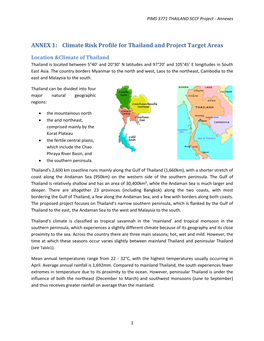 ANNEX 1: Climate Risk Profile for Thailand and Project Target Areas