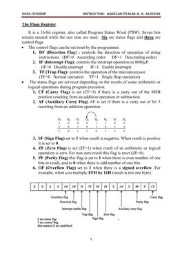 (PSW). Seven Bits Remain Unused While the Rest Nine Are Used