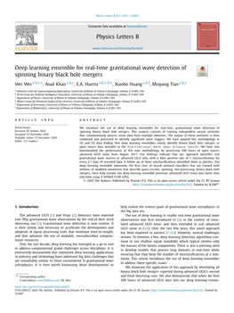 Deep Learning Ensemble for Real-Time Gravitational Wave Detection of Spinning Binary Black Hole Mergers ∗ Wei Wei A,B,C, , Asad Khan A,B,C, E.A