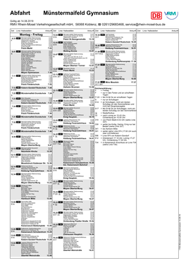 Abfahrtsplan Haltestelle Gymnasium