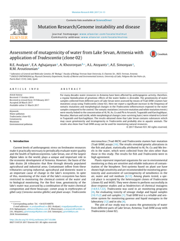 Assessment of Mutagenicity of Water from Lake Sevan, Armenia with Application of Tradescantia (Clone