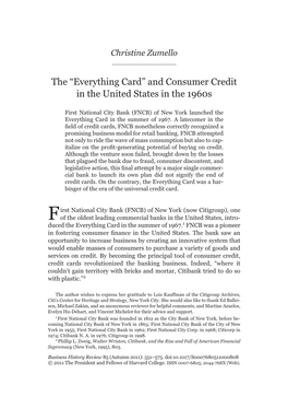 And Consumer Credit in the United States in the 1960S