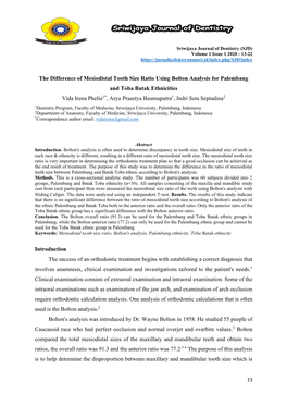 The Difference of Mesiodistal Tooth Size Ratio Using Bolton Analysis For