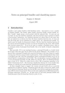 Notes on Principal Bundles and Classifying Spaces