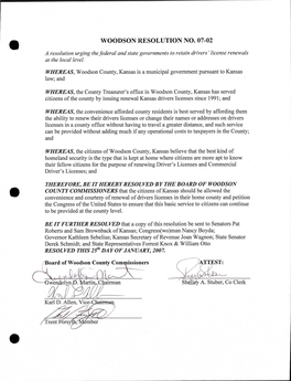 Woodson Resolution No. 07-02