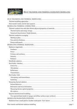 Heat Transfer and Thermal Modelling