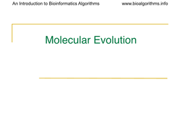 Molecular Evolution