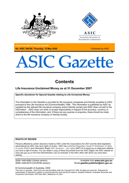 ASIC Gazette