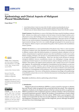 Epidemiology and Clinical Aspects of Malignant Pleural Mesothelioma