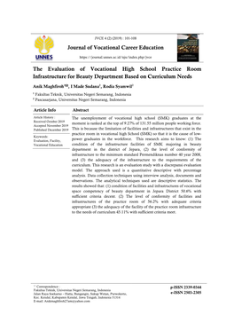 Journal of Vocational Career Education the Evaluation Of