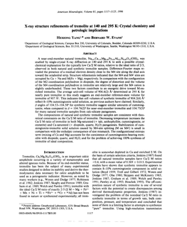 X-Ray Structure Refinements of Tremolite at 140 and 295 K: Crystal Chemistry and Petrologic Implications