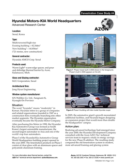 Hyundai-Kia Automotive Group Services Team to Request a Study in Energy Savings World Headquarters Building Project Opened in for the New Phase II Addition