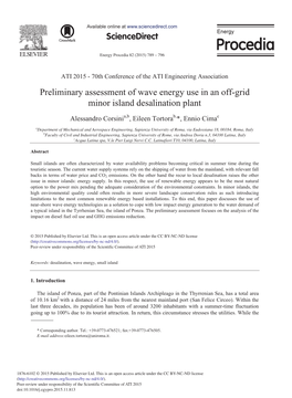 Preliminary Assessment of Wave Energy Use in an Off-Grid Minor Island Desalination Plant