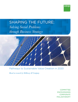 SHAPING the FUTURE: Solving Social Problems Through Business Strategy