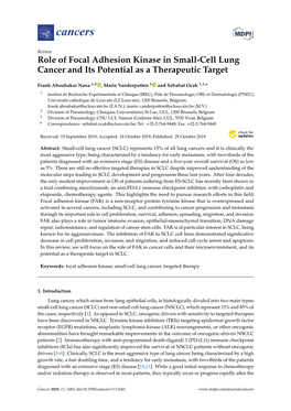 Role of Focal Adhesion Kinase in Small-Cell Lung Cancer and Its Potential As a Therapeutic Target