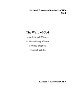 The Word of God – CSFN Spiritual Formation Notebook #1