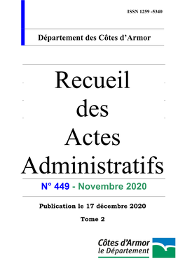 Recueil Des Actes Administratifs Du Mois De Novembre 2020