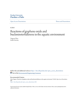 Reactions of Graphene Oxide and Buckminsterfullerene in the Aquatic Environment Yingcan Zhao Purdue University