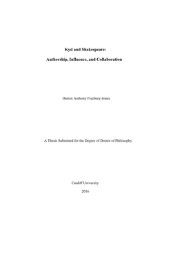 Kyd and Shakespeare: Authorship, Influence, and Collaboration