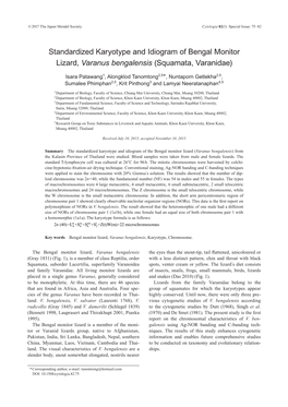Standardized Karyotype and Idiogram of Bengal Monitor Lizard, Varanus Bengalensis (Squamata, Varanidae)