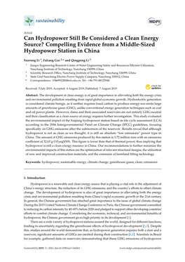 Can Hydropower Still Be Considered a Clean Energy Source? Compelling Evidence from a Middle-Sized Hydropower Station in China