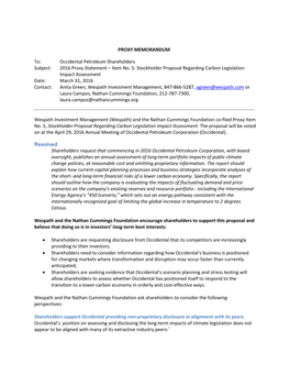 PROXY MEMORANDUM To: Occidental Petroleum Shareholders