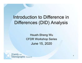 Introduction to Difference in Differences (DID) Analysis