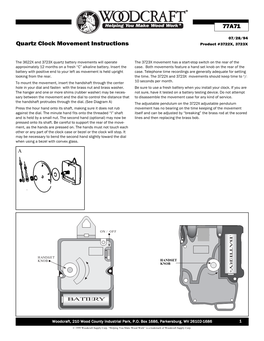 77A71 Quartz Clock Movement Instructions