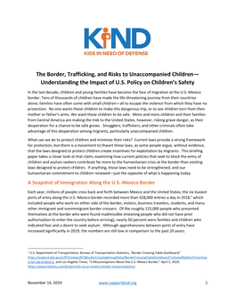 The Border, Trafficking, and Risks to Unaccompanied Children— Understanding the Impact of U.S