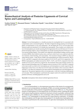 Biomechanical Analysis of Posterior Ligaments of Cervical Spine and Laminoplasty