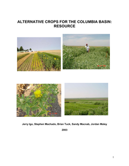 Alternative Crops for the Columbia Basin: Resource
