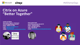 Citrix on Azure “Better Together"