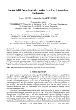 Rocket Solid Propellant Alternative Based on Ammonium Dinitramide