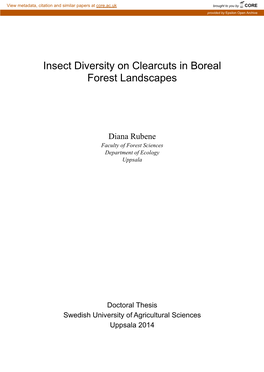 Insect Diversity on Clearcuts in Boreal Forest Landscapes