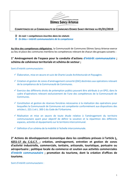 1° Aménagement De L'espace Pour La Conduite D'actions D'intérêt Communautaire ; Schéma De Cohérence Territoriale Et Schéma De Secteur ;