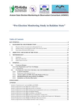 “Pre-Election Monitoring Study in Rakhine State”
