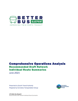 Comprehensive Operations Analysis Recommended Draft Network Individual Route Summaries June 2021