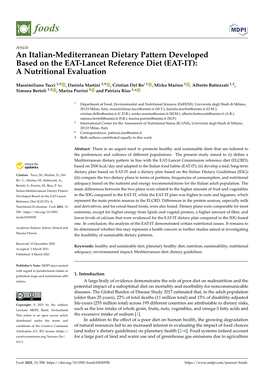 An Italian-Mediterranean Dietary Pattern Developed Based on the EAT-Lancet Reference Diet (EAT-IT): a Nutritional Evaluation